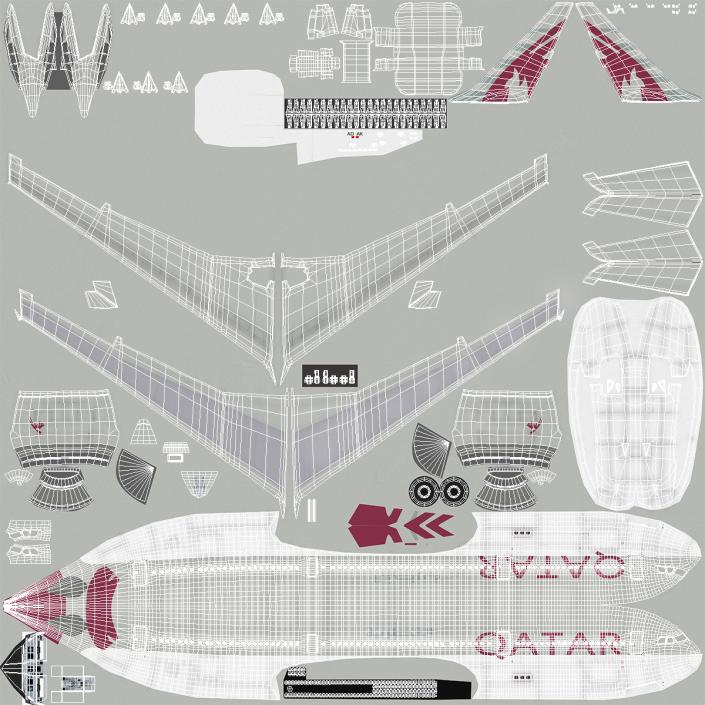 3D Jet Airliner Airbus A330-300 Qatar Rigged