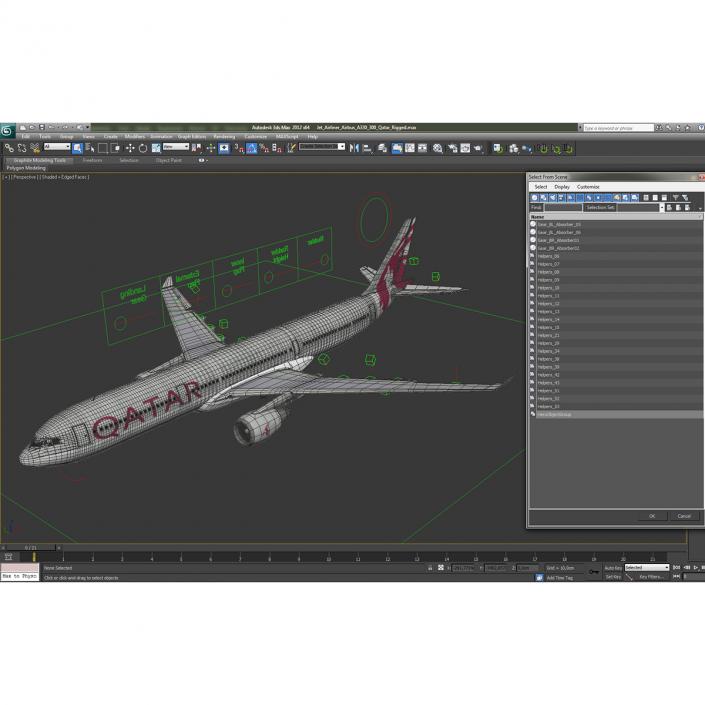 3D Jet Airliner Airbus A330-300 Qatar Rigged