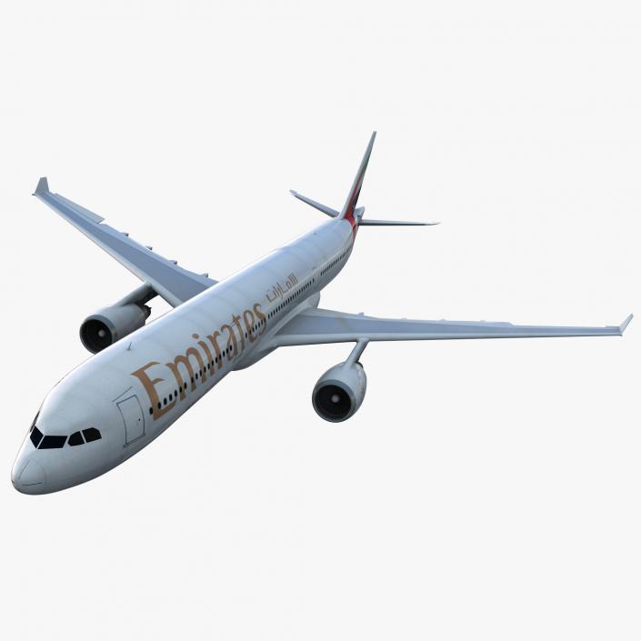 Jet Airliner Airbus A330-300 Emirates Rigged 3D model