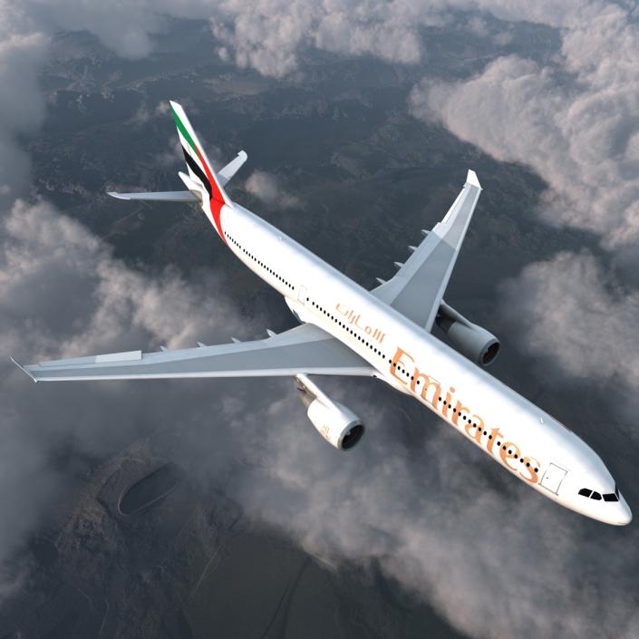 Jet Airliner Airbus A330-300 Emirates Rigged 3D model