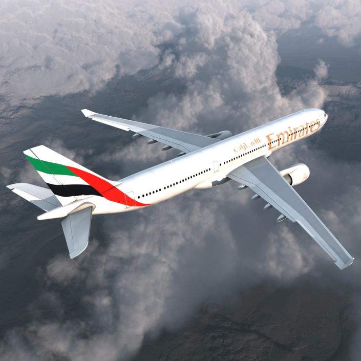 Jet Airliner Airbus A330-300 Emirates Rigged 3D model