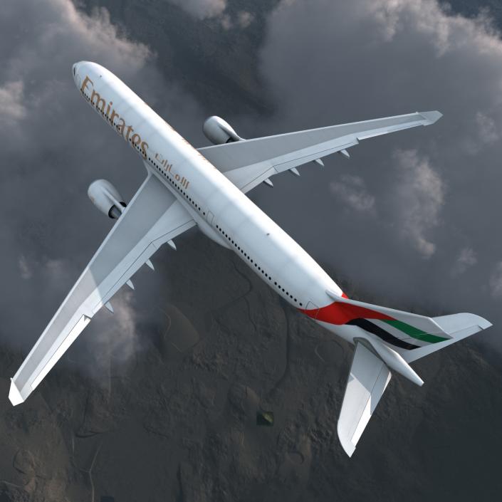 Jet Airliner Airbus A330-300 Emirates Rigged 3D model