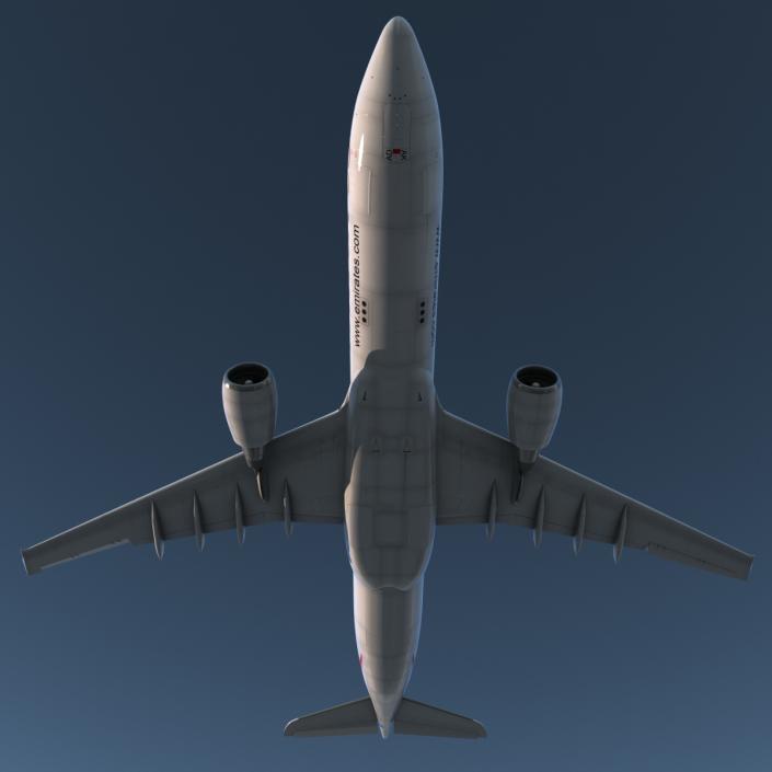 Jet Airliner Airbus A330-300 Emirates Rigged 3D model