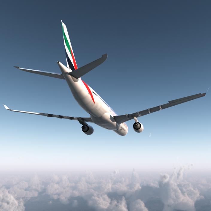 Jet Airliner Airbus A330-300 Emirates Rigged 3D model