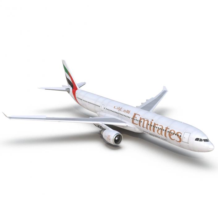 Jet Airliner Airbus A330-300 Emirates Rigged 3D model