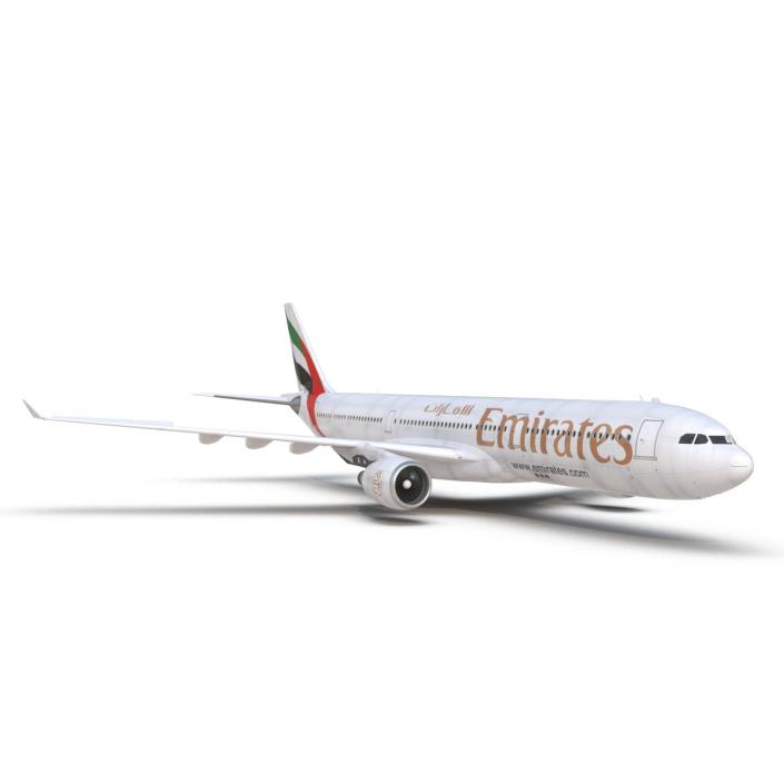 Jet Airliner Airbus A330-300 Emirates Rigged 3D model