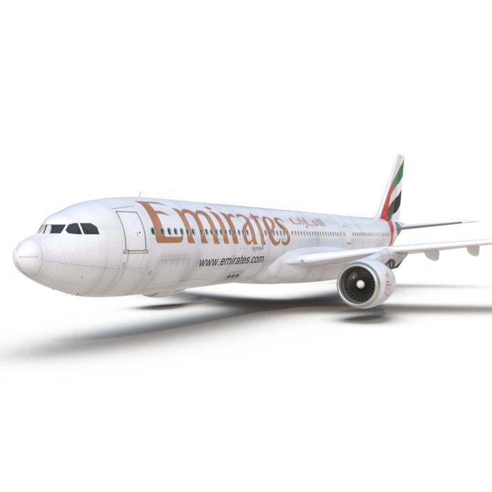 Jet Airliner Airbus A330-300 Emirates Rigged 3D model