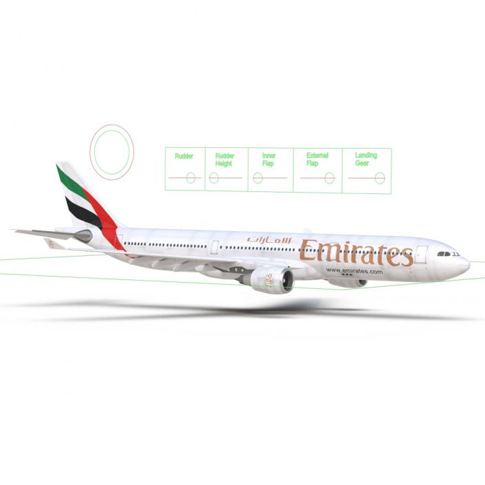 Jet Airliner Airbus A330-300 Emirates Rigged 3D model