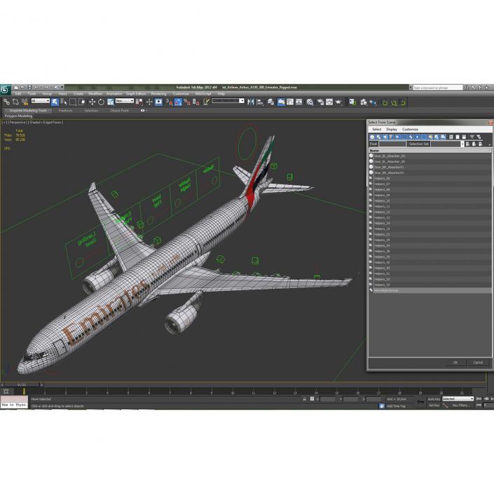 Jet Airliner Airbus A330-300 Emirates Rigged 3D model