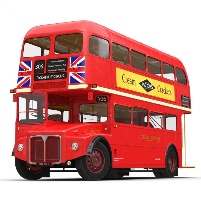 London Bus Routemaster Rigged 3D model