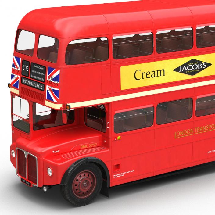 London Bus Routemaster Rigged 3D model