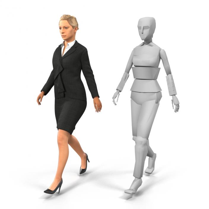 3D Business Woman Caucasian Rigged