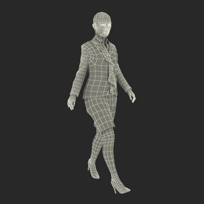 3D Business Woman Caucasian Rigged