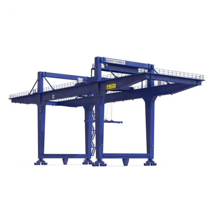 3D model Rail Mounted Gantry Container Crane Blue