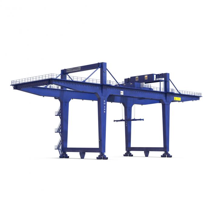 3D model Rail Mounted Gantry Container Crane Blue