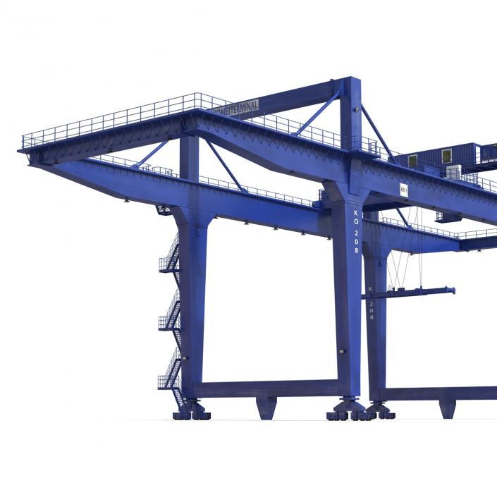 3D model Rail Mounted Gantry Container Crane Blue