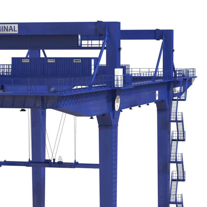 3D model Rail Mounted Gantry Container Crane Blue