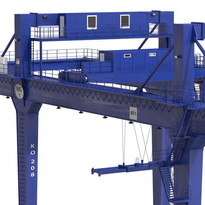 3D model Rail Mounted Gantry Container Crane Blue