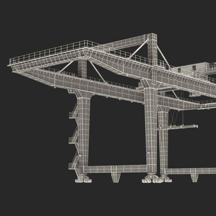 3D model Rail Mounted Gantry Container Crane Blue