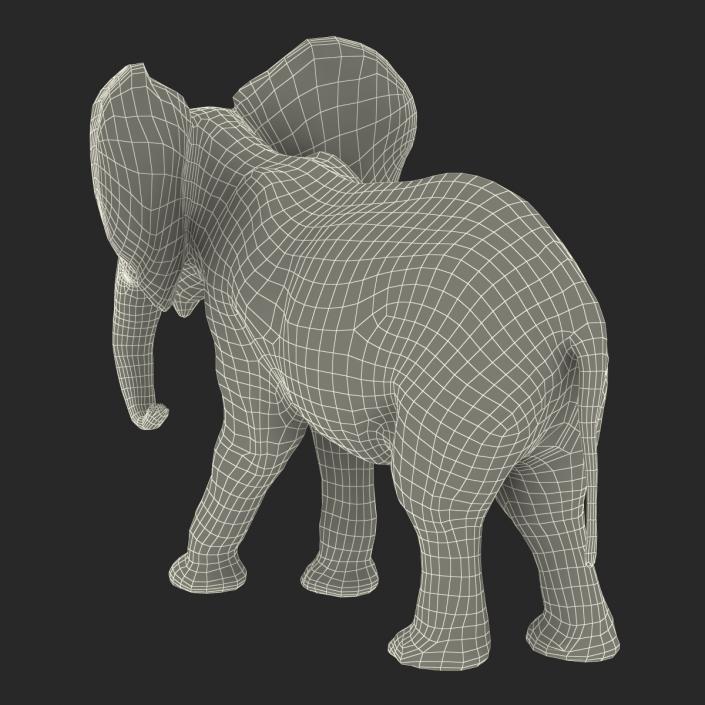 Baby Elephant Pose 2 with Fur 3D model