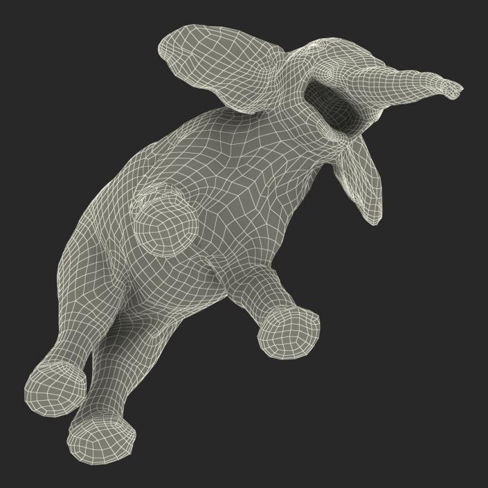 Baby Elephant Pose 3 with Fur 3D model