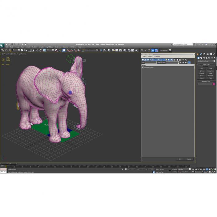 Baby Elephant Rigged with Fur 3D model