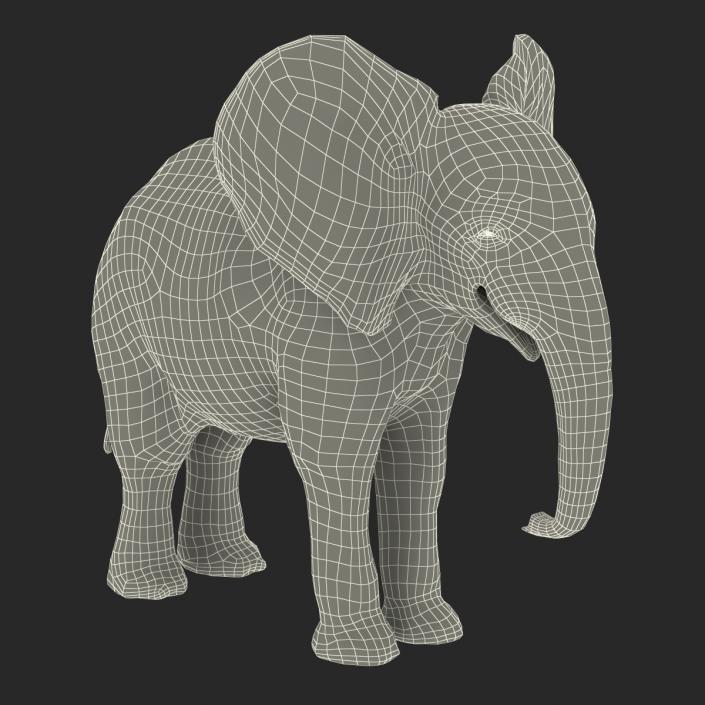 Baby Elephant Rigged with Fur 3D model