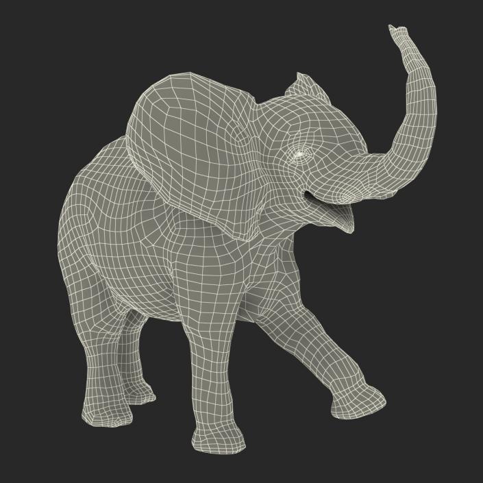 Baby Elephant Rigged with Fur 3D model