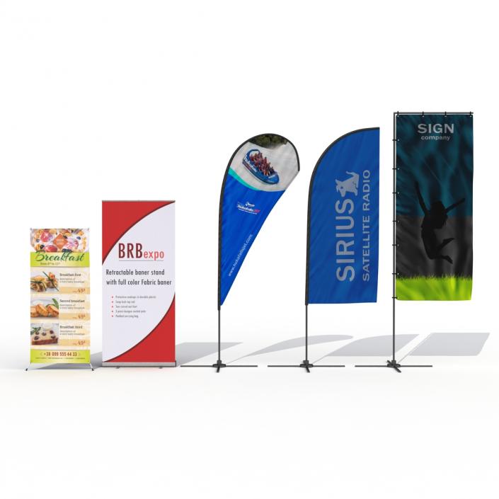 Banner Stands Collection 3D model