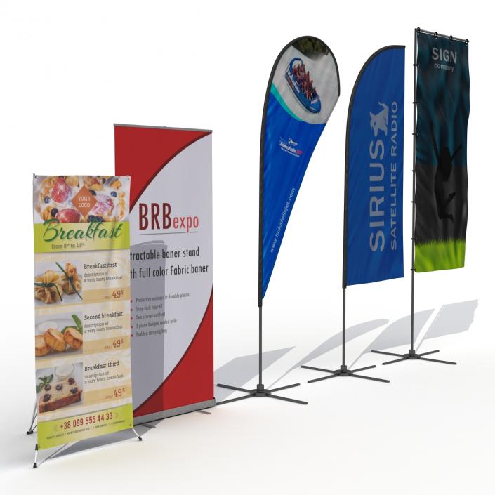 Banner Stands Collection 3D model