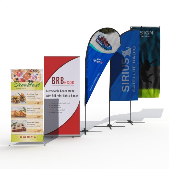 Banner Stands Collection 3D model