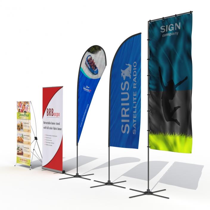 Banner Stands Collection 3D model