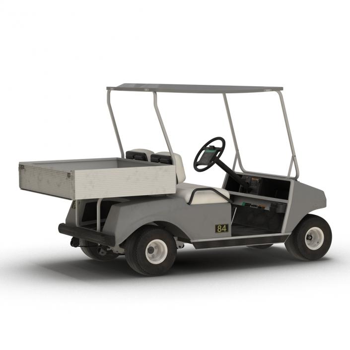 3D Golf Cart Gray Rigged