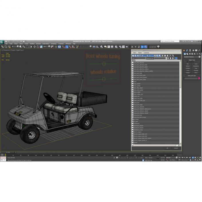 3D Golf Cart Gray Rigged