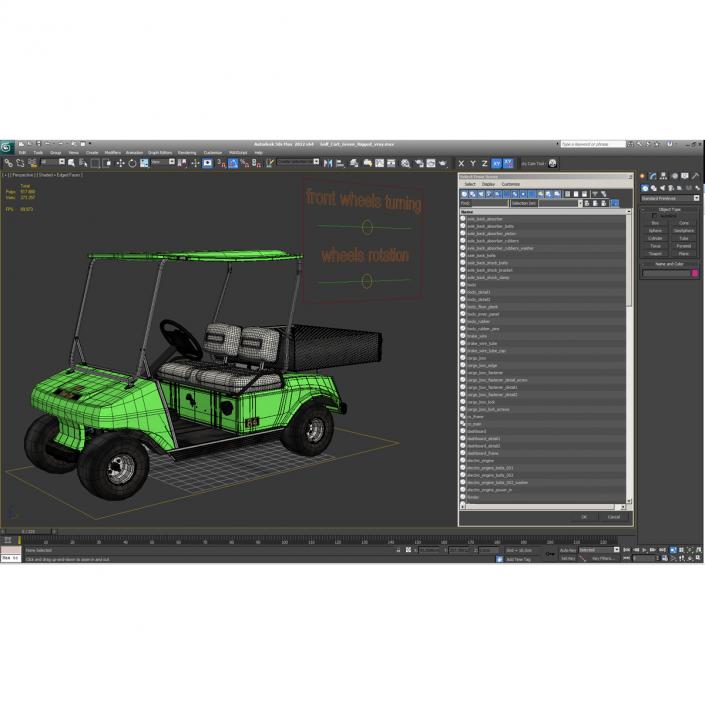 Golf Cart Green Rigged 3D