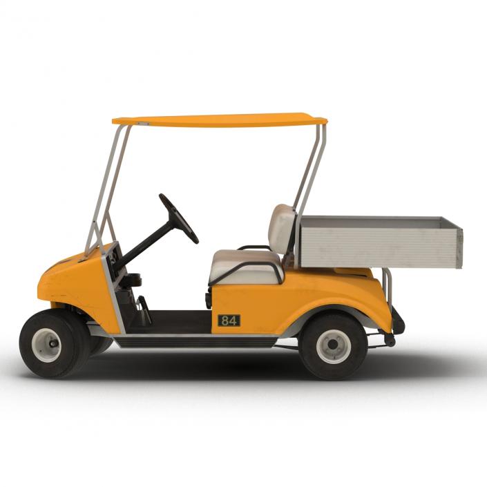 3D Golf Cart Orange Rigged model