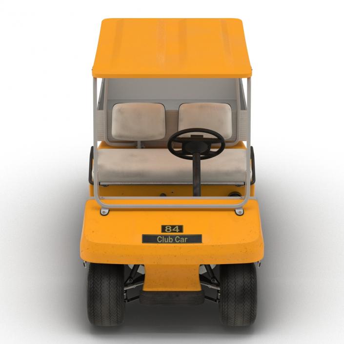 3D Golf Cart Orange Rigged model