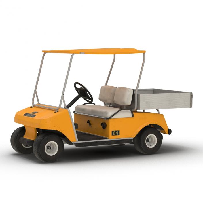 3D Golf Cart Orange Rigged model