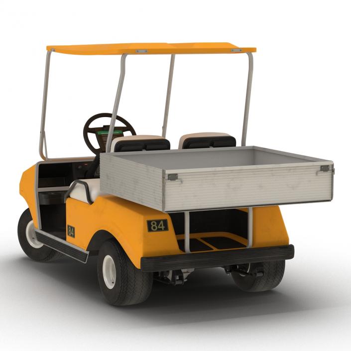 3D Golf Cart Orange Rigged model