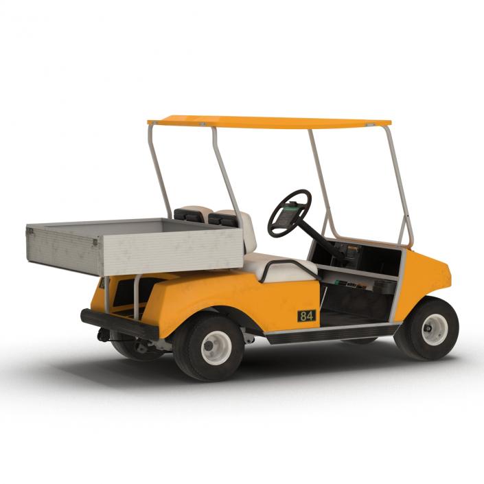 3D Golf Cart Orange Rigged model