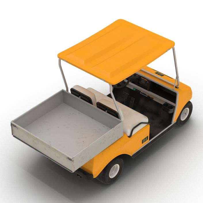 3D Golf Cart Orange Rigged model