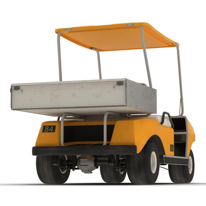 3D Golf Cart Orange Rigged model