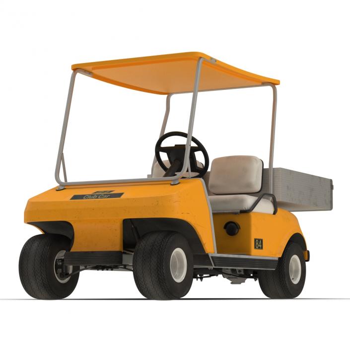 3D Golf Cart Orange Rigged model