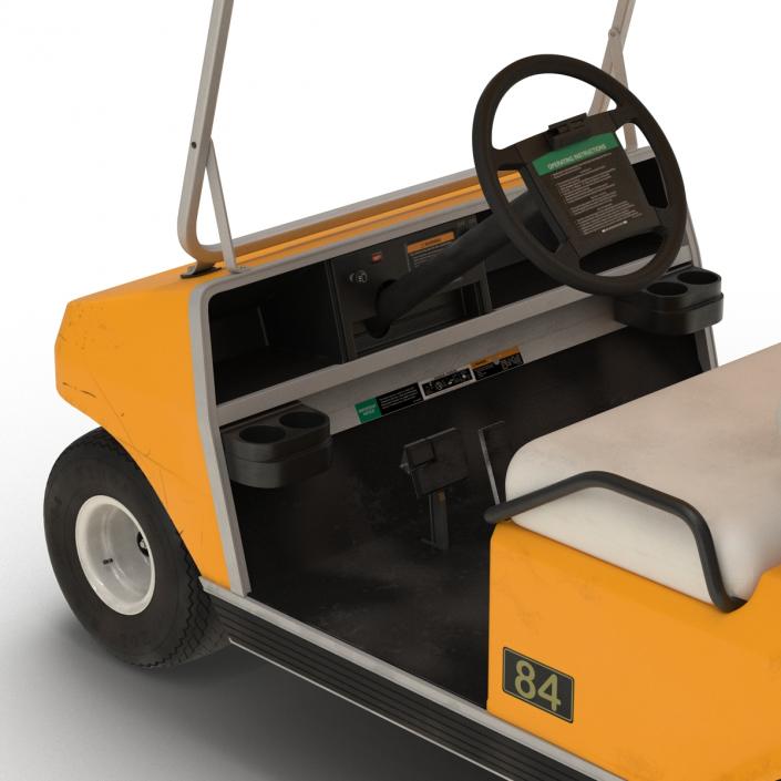 3D Golf Cart Orange Rigged model