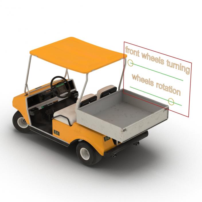 3D Golf Cart Orange Rigged model