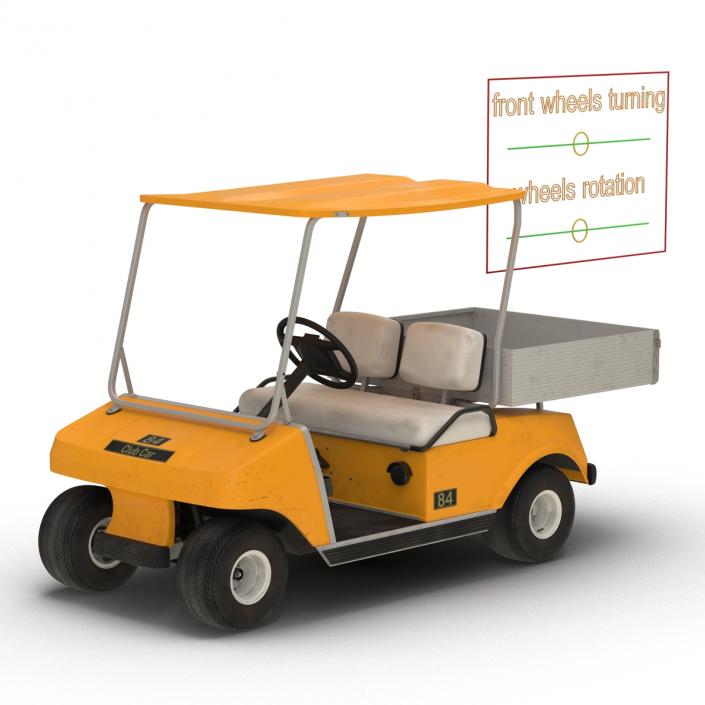 3D Golf Cart Orange Rigged model