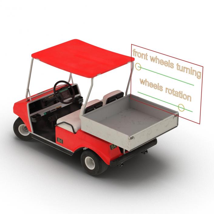 3D model Golf Cart Red Rigged