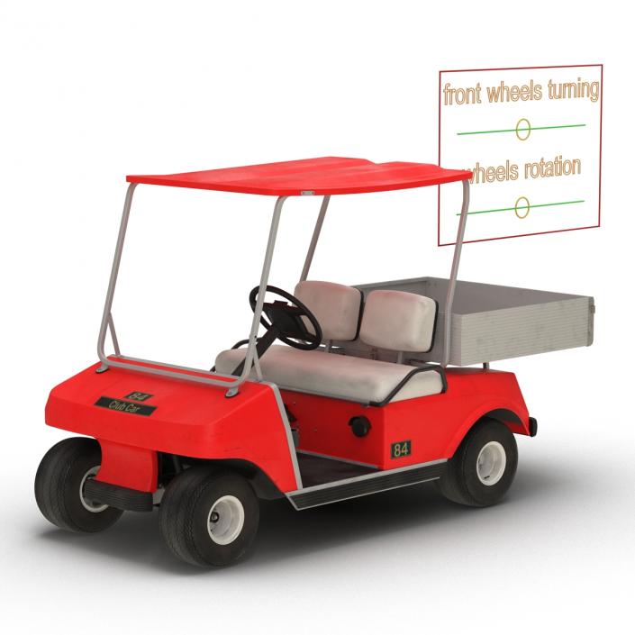 3D model Golf Cart Red Rigged