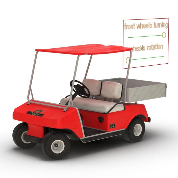 3D model Golf Cart Red Rigged