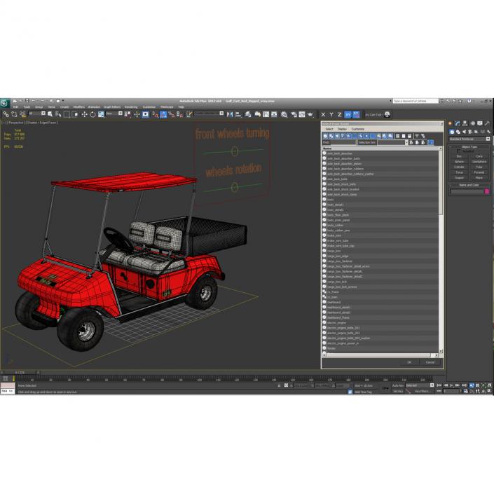 3D model Golf Cart Red Rigged